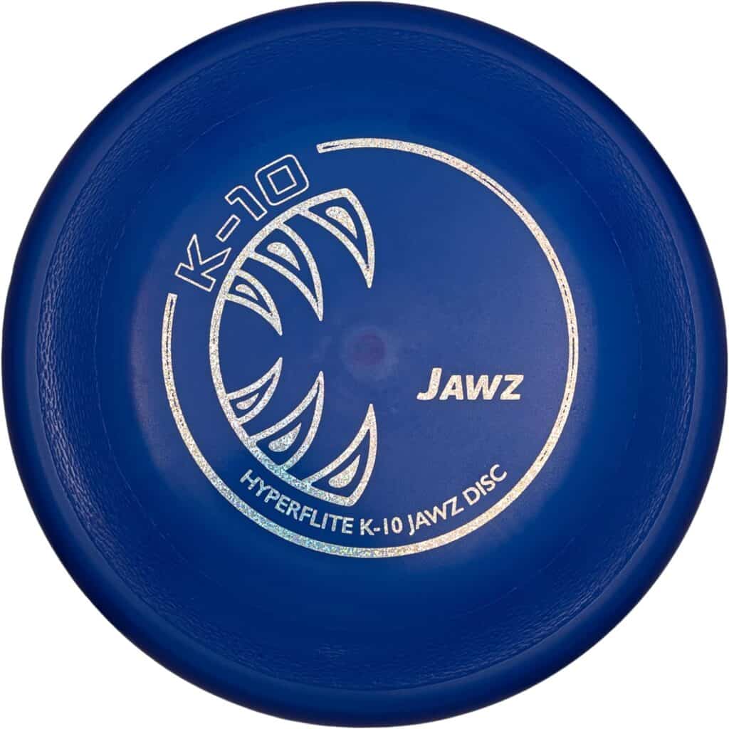 dark blue hyperflite k-10 jawz competition disc dog frisbee