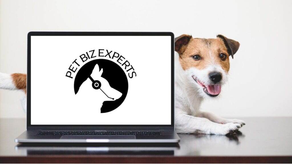pet biz experts mockup photo with cute jack russell terrier dog and logo
