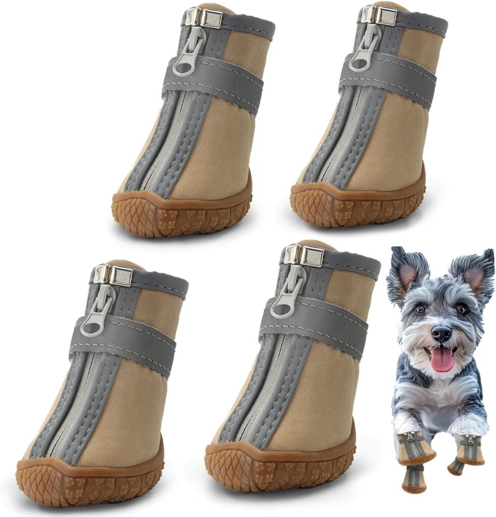 khaki winter dog booties