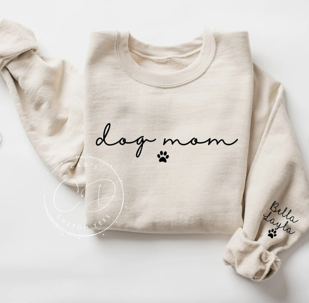 white dog mom sweatshirt by CDCustomTees on etsy