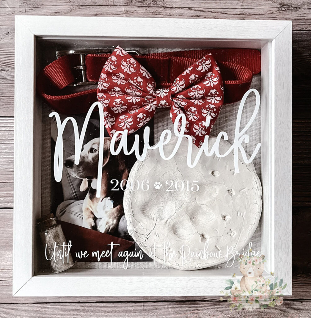 white shadowbox pet memorial by TheBearAndTheBsCo on etsy