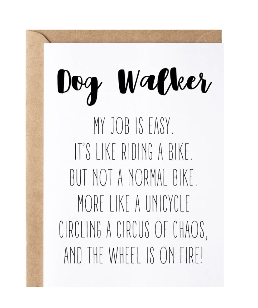 dog walker stationary thank you card