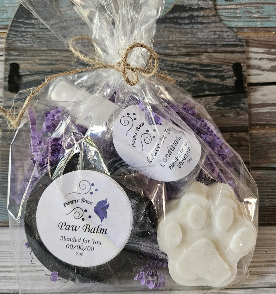 dog bar shampoo, spray and balm gift set