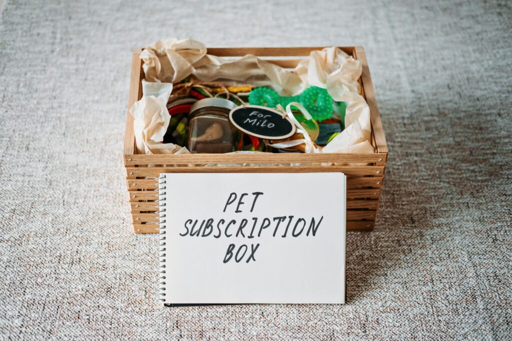 dog Subscription Box gifts with Organic Treats, Fun Toy, Bully sticks